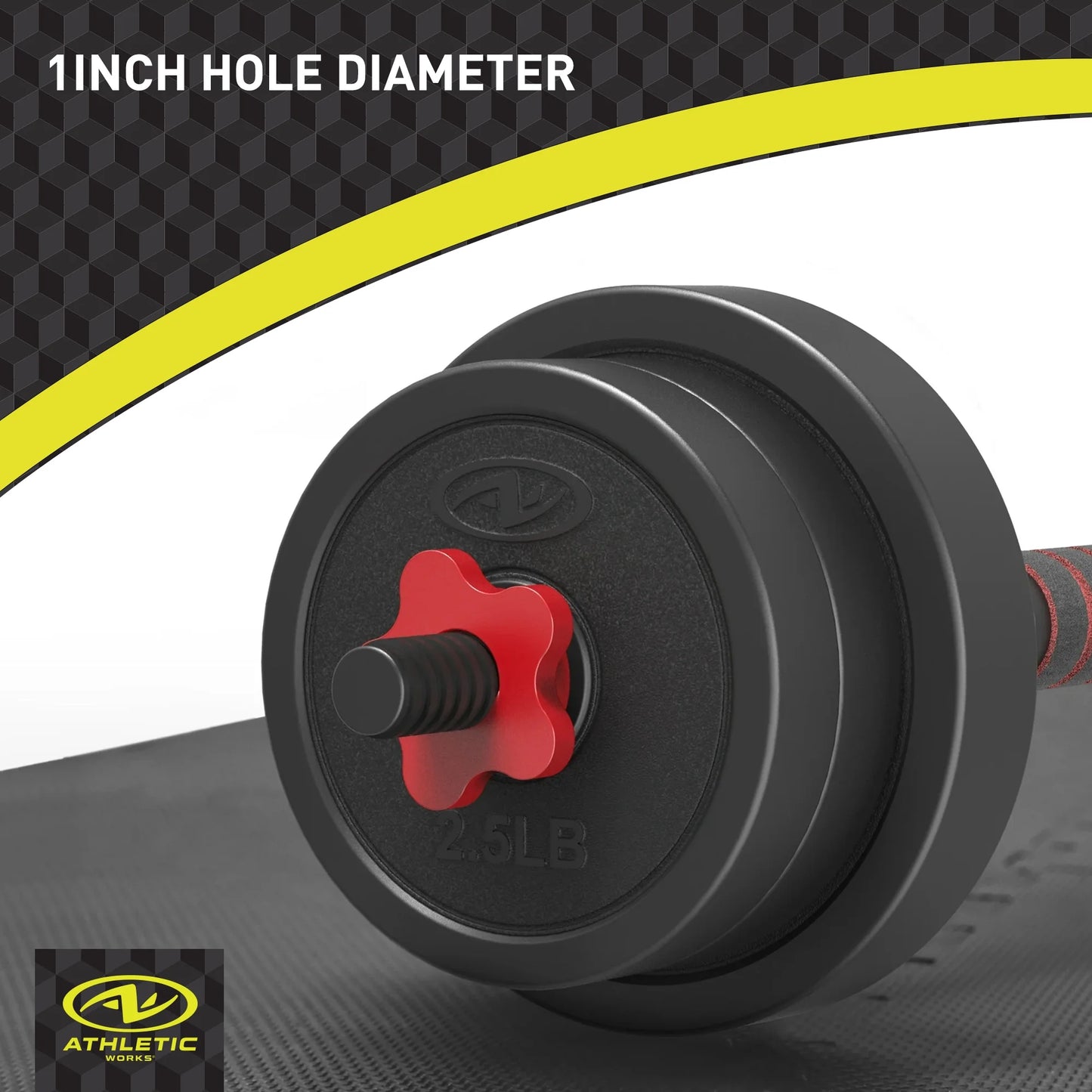 40LB 5 in 1 Adjustable Dumbbell Set , Fitness Exercises for Home Gym, Black, 1-Inch Holes Fit Standard Sized Bar