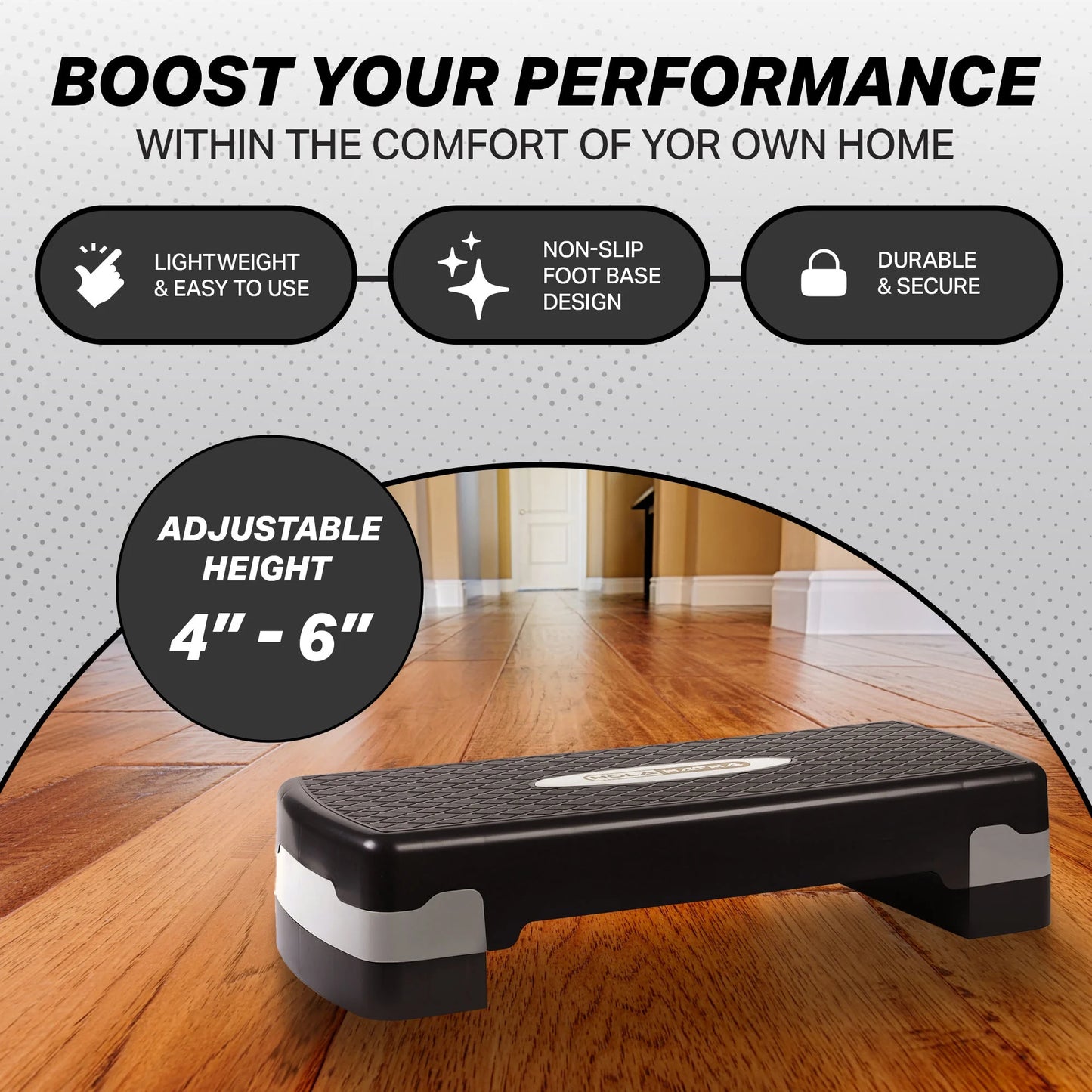 Adjustable Step Aerobics Platform - 4 to 6 in Height