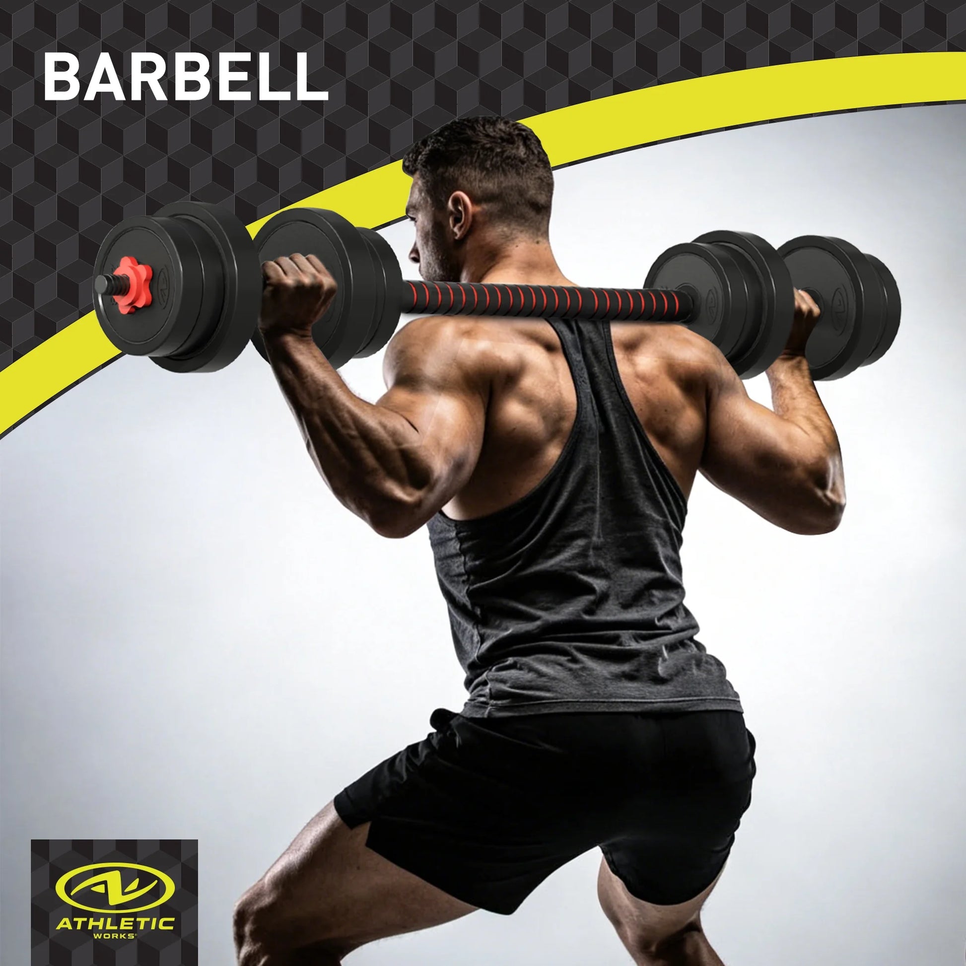 40LB 5 in 1 Adjustable Dumbbell Set , Fitness Exercises for Home Gym, Black, 1-Inch Holes Fit Standard Sized Bar