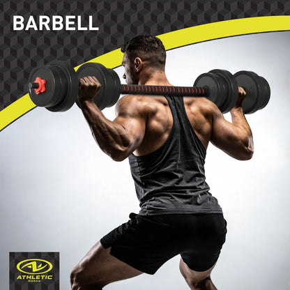 40LB 5 in 1 Adjustable Dumbbell Set , Fitness Exercises for Home Gym, Black, 1-Inch Holes Fit Standard Sized Bar
